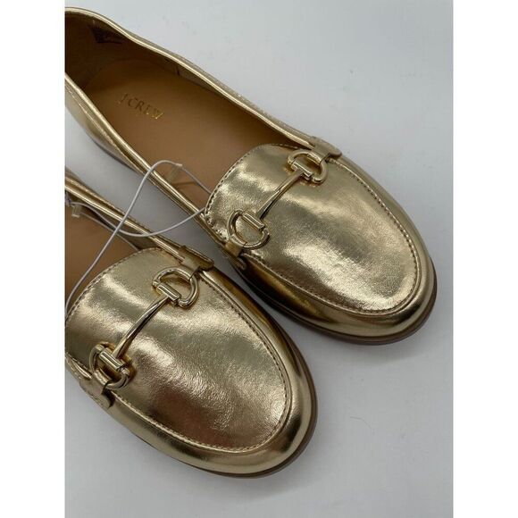 J. Crew Crew Cuts Girls Metallic Gold Horse Bit Loafers Flats Sz 5 Preppy Shool - Picture 5 of 12